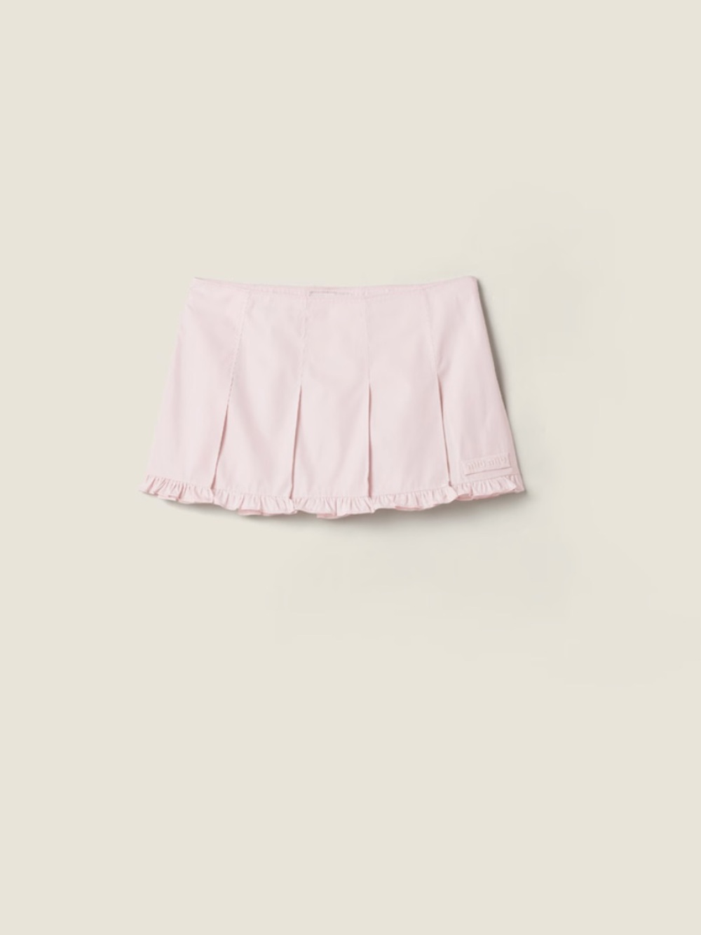 Miu Miu Pink Pleated Poplin Skirt with Ruffle Hem
